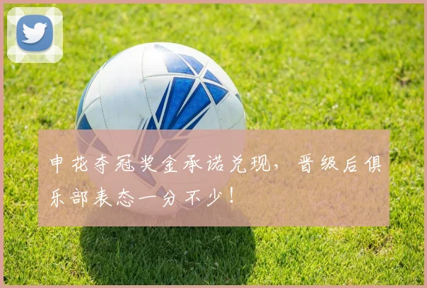 申花夺冠奖金承诺兑现，晋级后俱乐部表态一分不少！